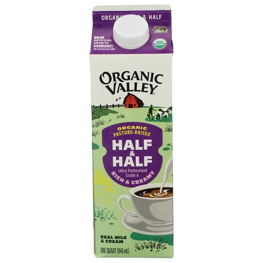 Organic Valley Ultra Pasteurized Organic Half And Half, 32 Fluid Ounce